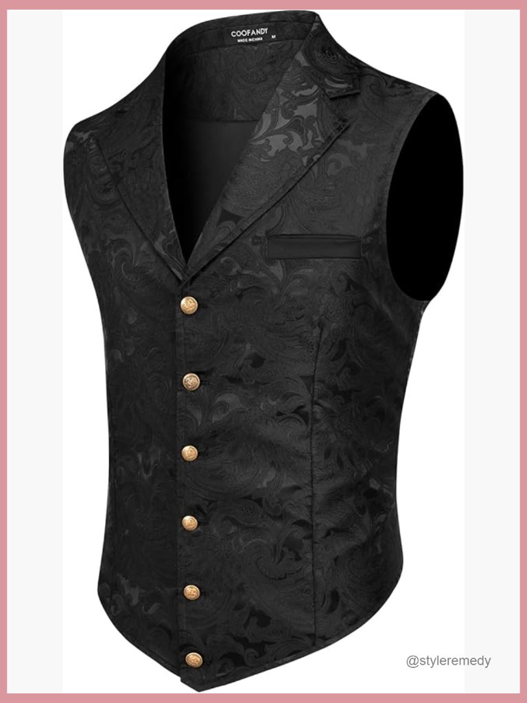 Paisley Floral Victorian Vest Slim Fit Jacquard Fabric Formal Waistcoat